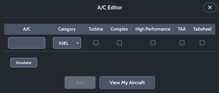 Aircraft database editor for tracking turbine complex high performance and TAA attributes