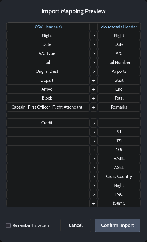 CSV import tool for migrating flight records from other pilot logbook apps